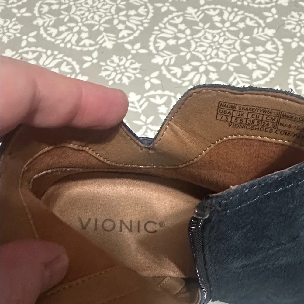 Vionic Dark Blue Suede Ankle Boots